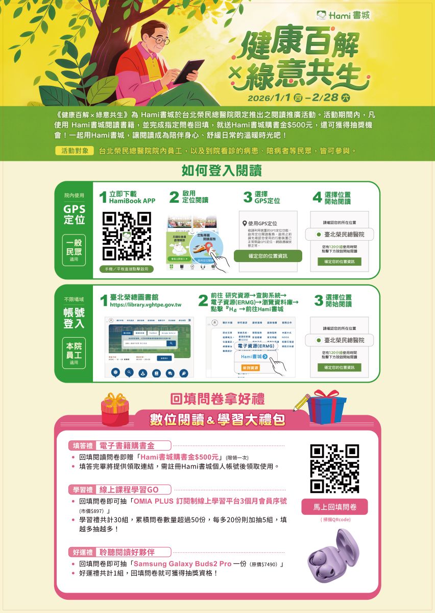 臺北榮總攜手Hami書城  打造「健康百解ｘ綠意共生」線上主題書展說明dm